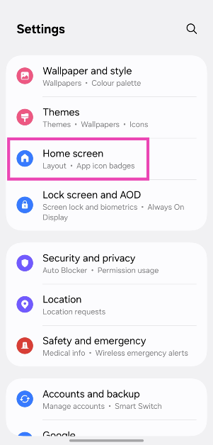 Step 2: Tap on Home screen.