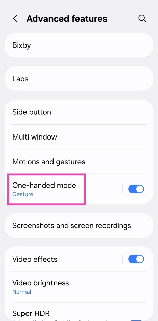 Step 3: Tap on One-handed mode.