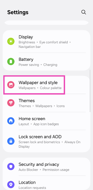 Step 1: Go to Settings and select Wallpaper and style.