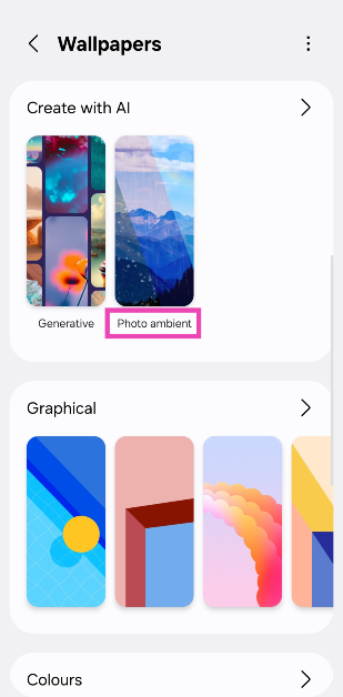 Step 3: Scroll down and select Photo ambient in the Create with AI category.