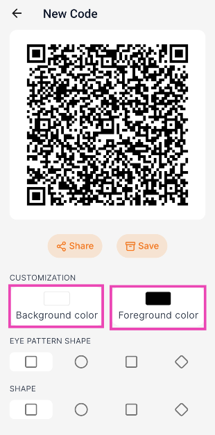 Step 5: Customise the QR by choosing the background and foreground colours, eye pattern shape, and pixel shape. Top 4 ways to create a QR code for a link or website