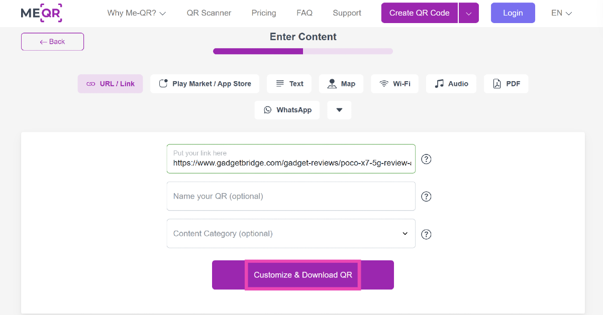 Step 3: Enter the URL in the first text box. You can give it a name, although it isn’t mandatory.