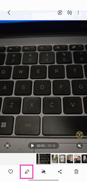 Step 3: Hit the pencil icon at the bottom of the screen to open the video editor.