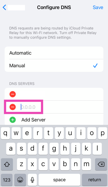 Step 6: Enter the address of your preferred server.