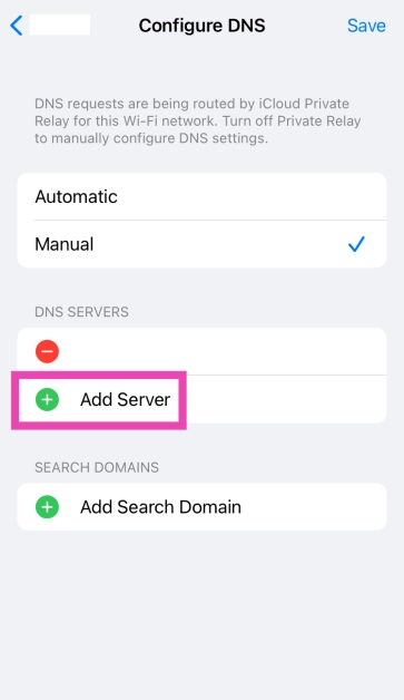 Step 5: Tap on Add Server.