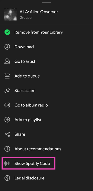 Step 4: Tap on Show Spotify Code.