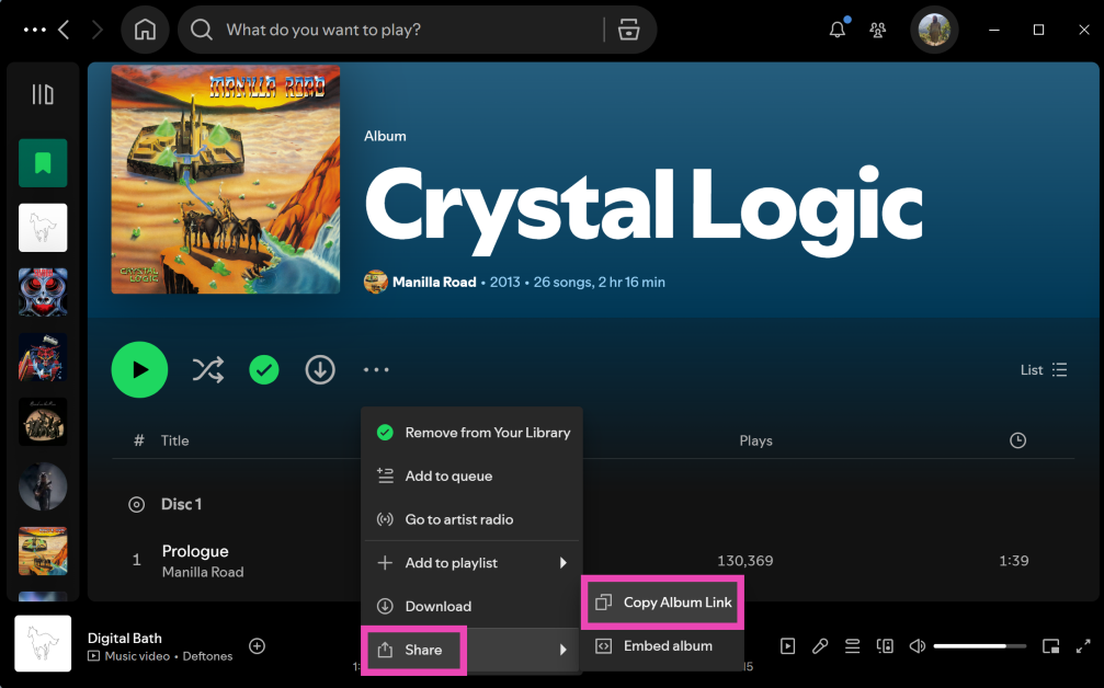 Step 4: Move the cursor to Share and select Copy link.
