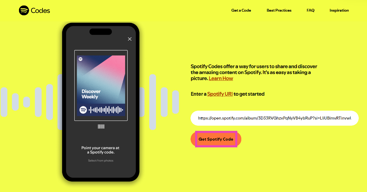 Step 7: Click on Get Spotify Code. How to Create a Spotify scan Code?
