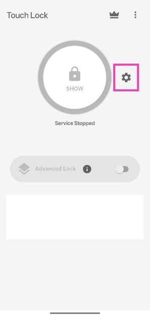 Step 3: Go back to Touch Lock and hit the settings icon.