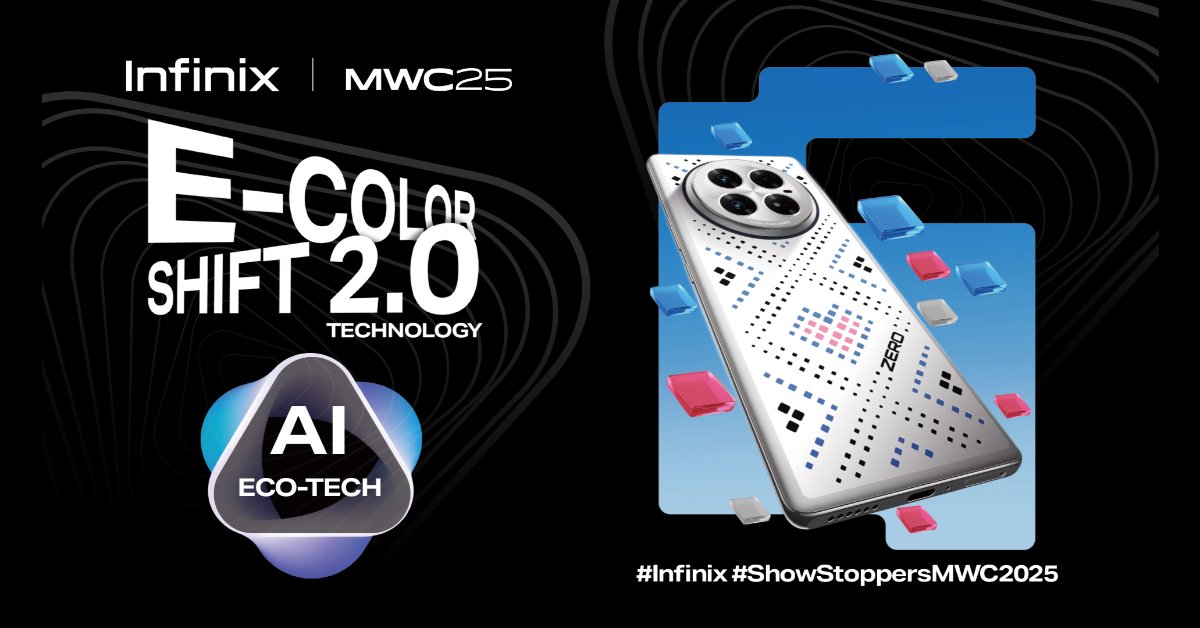 At Mobile World Congress 2025, Infinix unveiled SolarEnergy-Reserving Technology and E-Color Shift 2.0,
