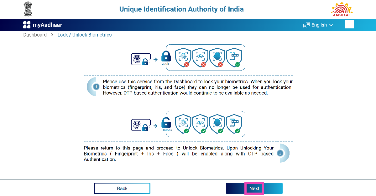 Step 7: Hit Next. How to check if your AADHAAR card is safe?