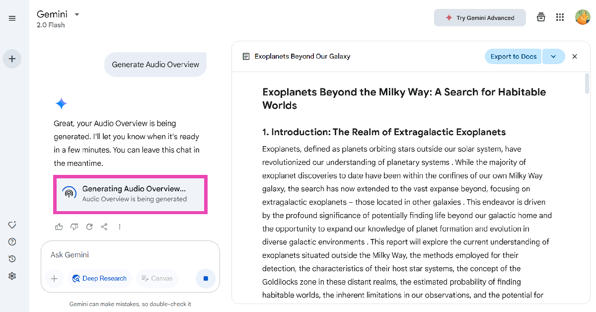 Step 5: Gemini will take a few minutes to generate the podcast. How to generate podcasts using Google Gemini?