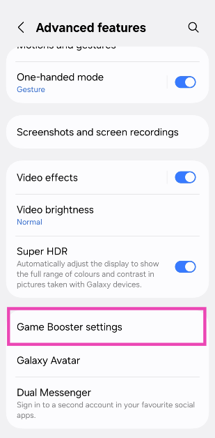 Step 2: Tap on Game Booster settings.