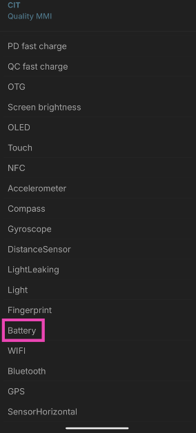 Step 2: Scroll down and select Battery.