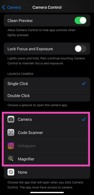 Step 3: Assign a task to the Camera Control button. Top 9 ways to fix ‘Camera Control button not working’ on iPhone 16