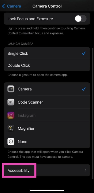 Step 3: Scroll down and tap on Accessibility.