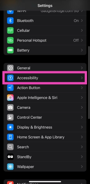 Step 1: Go to Settings and select Accessibility.