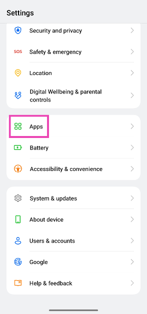 Step 1: Go to Settings and select Apps.