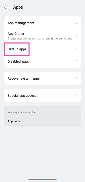 Step 2: Tap on Default apps.