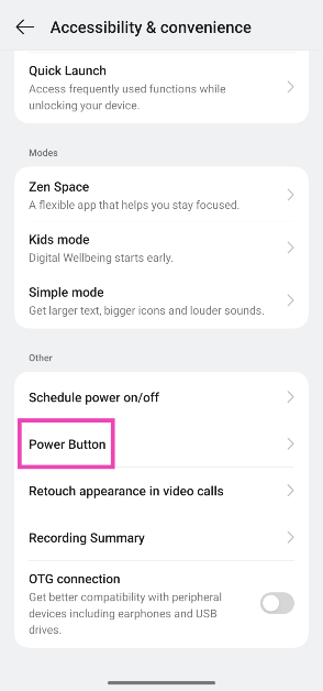 Step 2: Scroll down and tap on Power Button. 2 ways to set ChatGPT as your default assistant on Android?