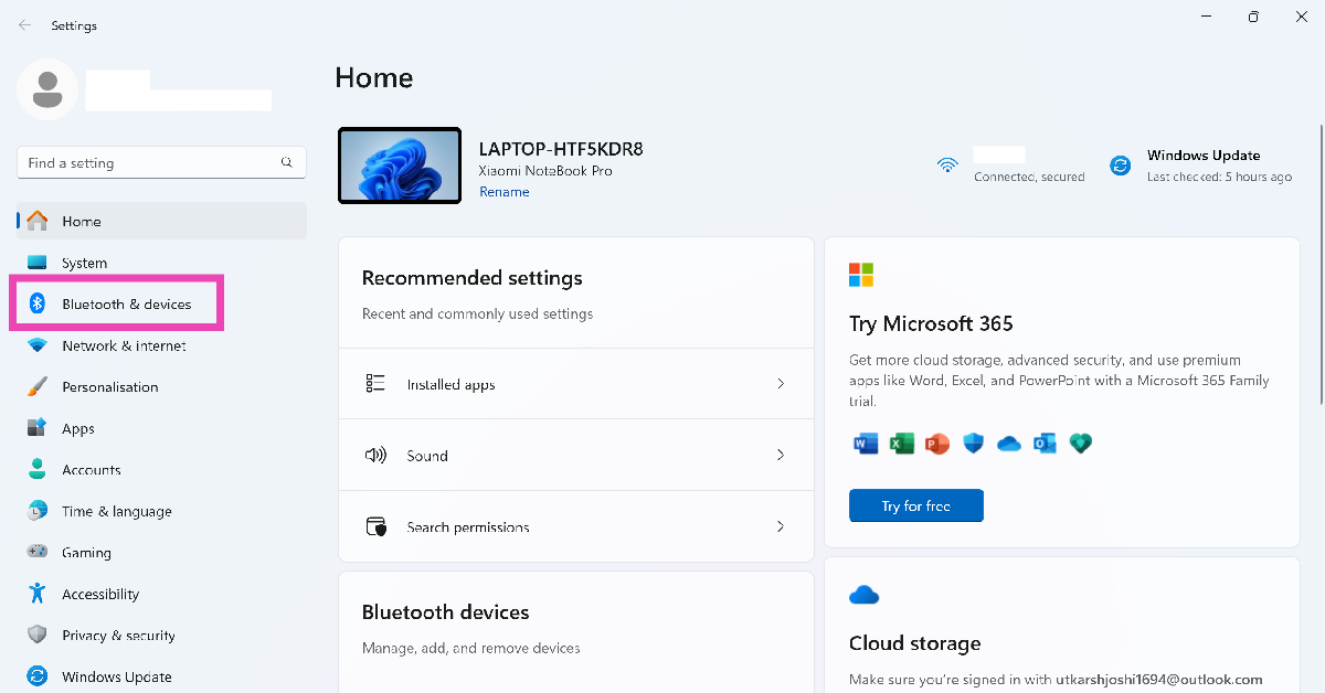 Step 2: Select Bluetooth & devices from the sidebar. 2 ways to disable mouse acceleration in Windows 11