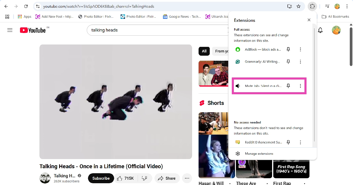Step 4: Click on the Mute Tab extension.