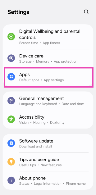 Step 1: Go to Settings and select Apps.