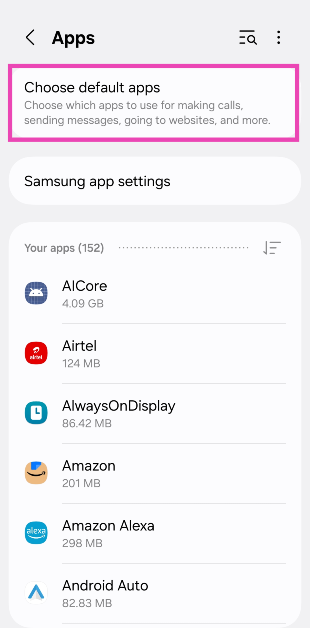 Step 2: Tap on Choose default apps.