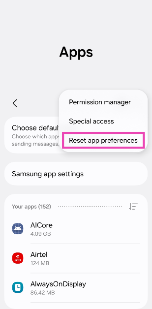 Step 3: Tap on Reset app preferences.