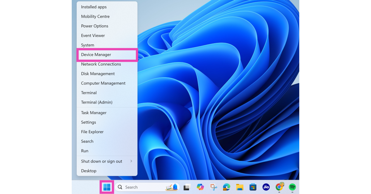 Step 2: Select Device Manager from the menu.