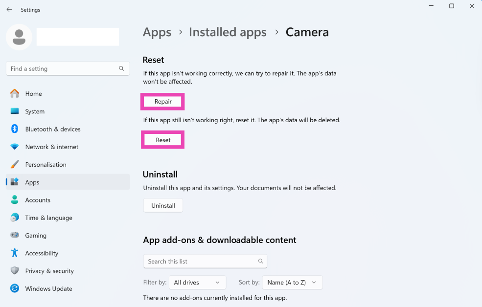 Step 4: Scroll down and select Repair. Top 10 Ways to Fix ‘Camera Not Working’ on Your Windows 11 PC or Laptop