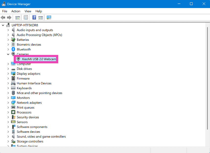 Step 3: Right-click on the camera and select Update driver.