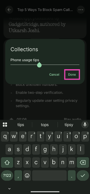 Step 4: Tap the plus icon next to ‘Create new collection to save your organised memories’. How to Use the Essential Key on Your Nothing Phone (3a)