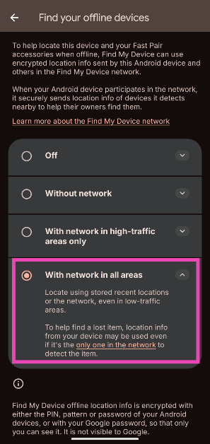 Step 6: Select With network in all areas.