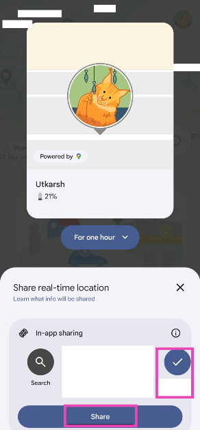 Step 5: Select a contact from the list and tap on Share.