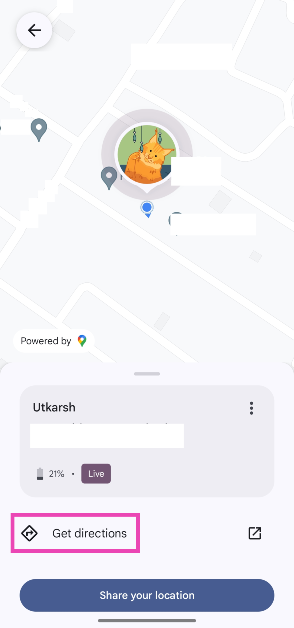 Step 4: Tap on Get directions to start navigation in the Google Maps app.