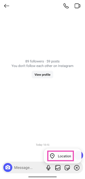 Step 5: Select Location. share live location on instagram
