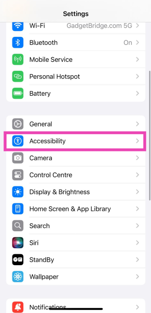 Step 1: Go to Settings and select Accessibility.