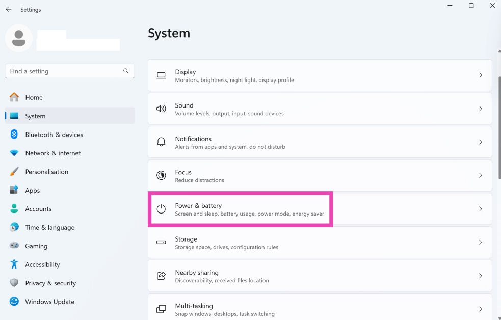 Step 2: Click on Power & battery. How to use your external monitor with a closed laptop?