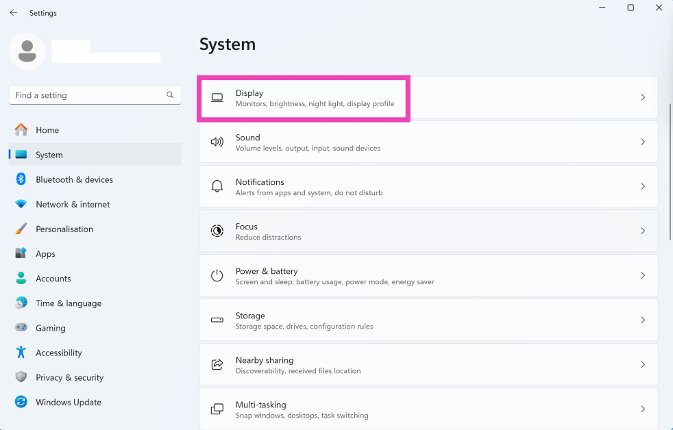 Step 3: Click on Display.