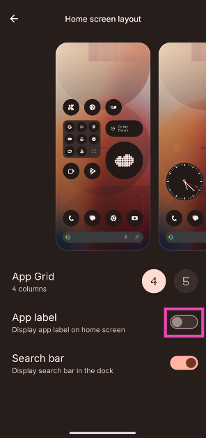 Step 4: Turn off the toggle switch next to App label.