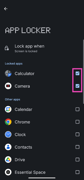 Step 4: Tap the checkboxes next to the apps you wish to lock.