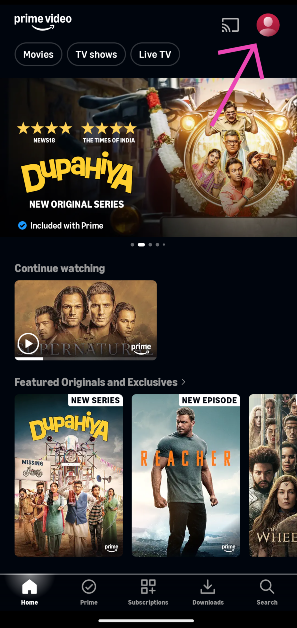 Step 2: Tap your profile icon in the top right corner of the screen. How to remove your watch history and watchlist on Amazon Prime Video (Desktop and Mobile)