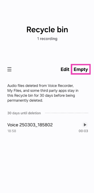 Step 4: Tap on Empty.