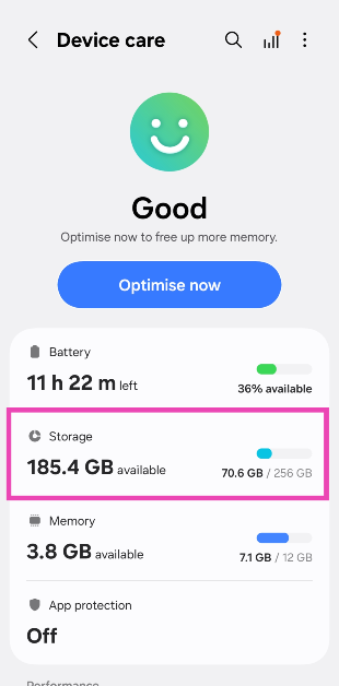 Step 2: Tap on Storage.