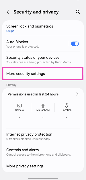 Step 3: Select More security settings.