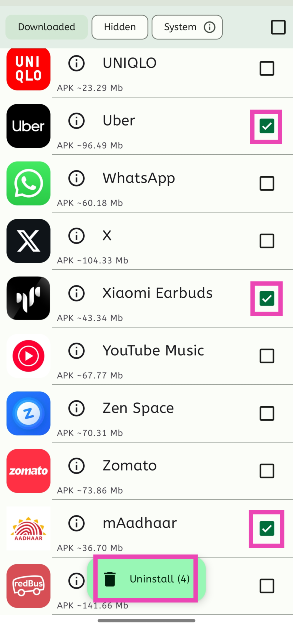 Step 2: Launch the app and hit the checkbox next to the apps you wish to uninstall.