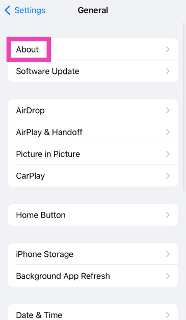 Step 3: Select About.