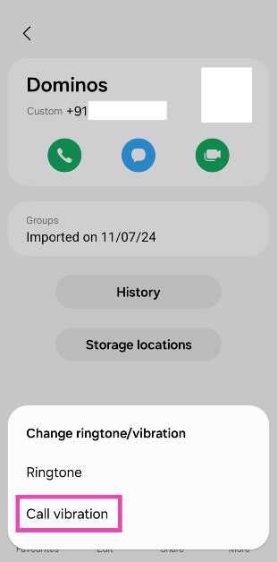 Step 4: Select Call vibration.