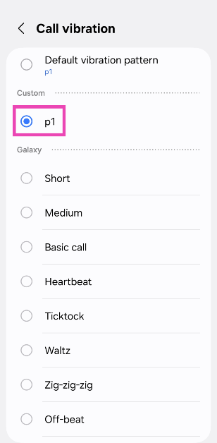 Step 5: Select the custom vibration pattern from the list.